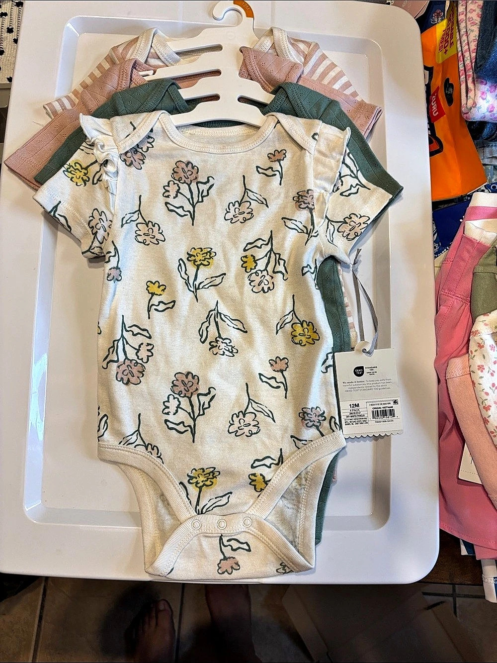 cloud island 3-Pack Short Sleeve Bodysuits Floral Short Sleeve Bodysuits NWT